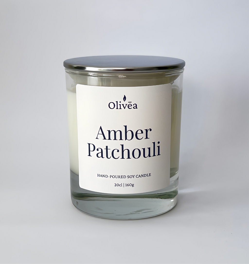 Scented Hand-Poured Soy Candle - Amber Patchoulli